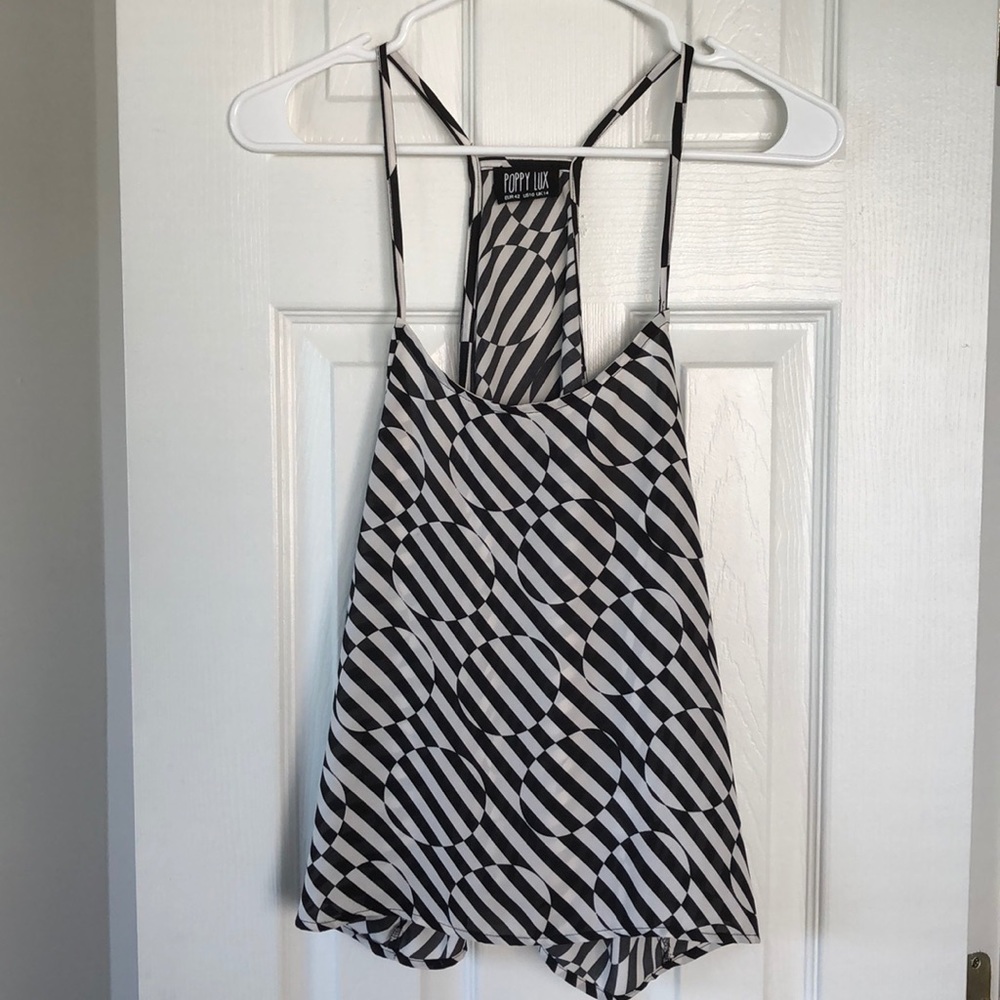 Poppy Lux black and white tank. Size 10